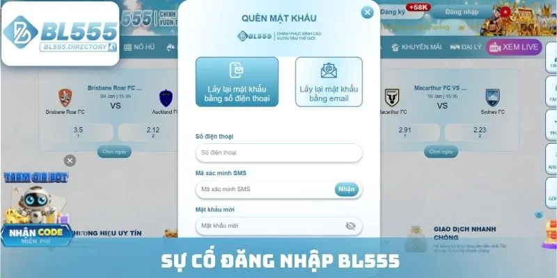 Sự cố đăng nhập BL555